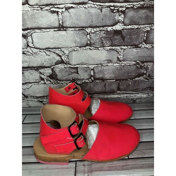 Hot Pink Patent Leather Handmade Ankle Strap Clogs Shoes Women Sz 38EU/7.5M US - Picture 7 of 16